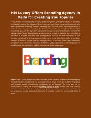 HM Luxury Offers Branding Agency in Delhi for Creating You Popular.pdf